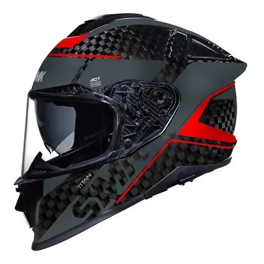 Casco Moto Integrale SMK Titan Carbon Nero GL263 Grigio Rosso Compra Online