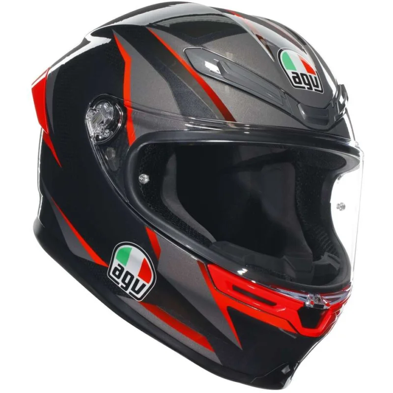 Economico Casco Moto Integrale Touring Agv K6 S SLASHCUT Nero Grigio Rosso