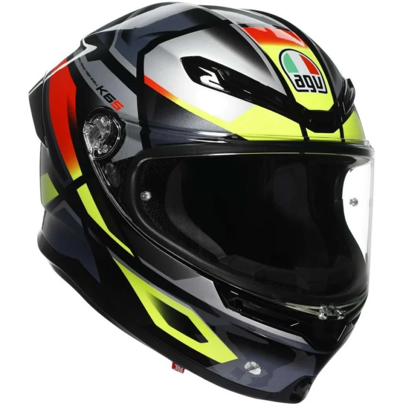 Casco Moto Integrale Touring in Fibra AGVK6 SERAZER Nero Rosso Giallo Fluo Quantità Limitata
