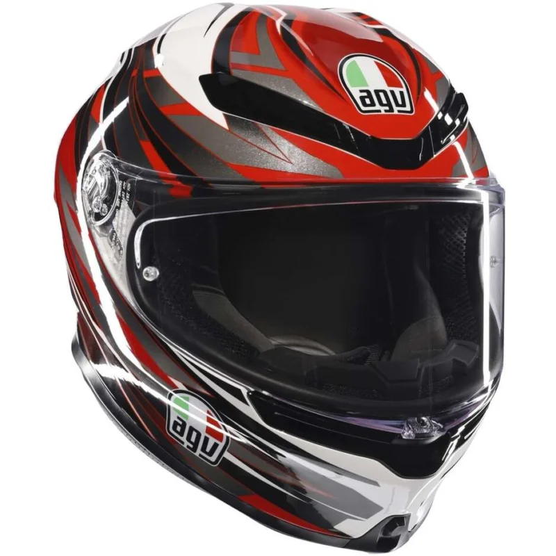 Casco Moto Integrale Touring in Fibra AGV K6 S REEVAL Bianco Rosso Grigio Bestseller
