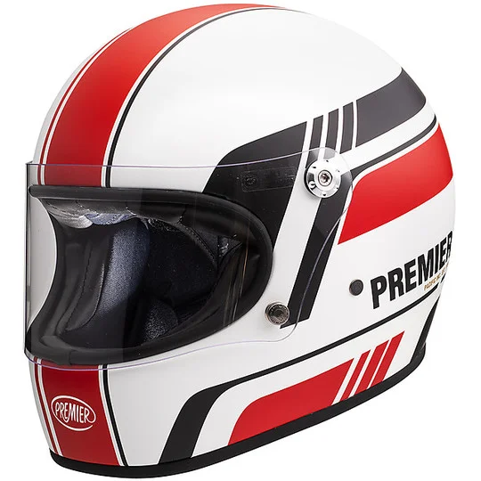 Offerta Limitata Casco Moto Integrale Vintage Anni'70 Premier Trophy BL8 BM Bianco Rosso Nero Opaco