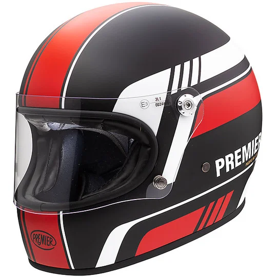 Casco Moto Integrale Vintage Anni'70 Premier Trophy BL92 BM Nero Rosso Bianco Opaco Occasione