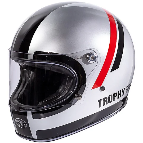 Casco Moto Integrale Vintage Anni'70 Premier Trophy DO Chromed Grigio Compra Online