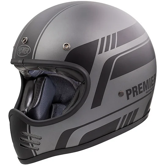 Casco Moto Integrale Vintage Premier MX BL17 BM Grigio Nero Opaco Prezzo Scontato