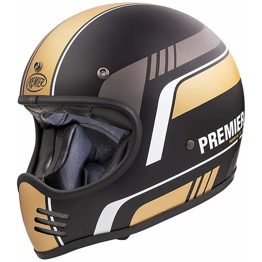 Casco Moto Integrale Vintage Premier MX BL19 BM Nero Oro Opaco Nuovo Arrivo