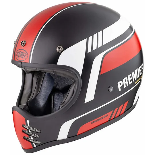 Casco Moto Integrale Vintage Premier MX BL92 BM Nero Rosso Opaco Spedizione Espresso