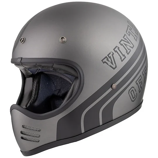 Casco Moto Integrale Vintage Premier MX BTR17 BM Grigio Opaco Ultime Pezzi