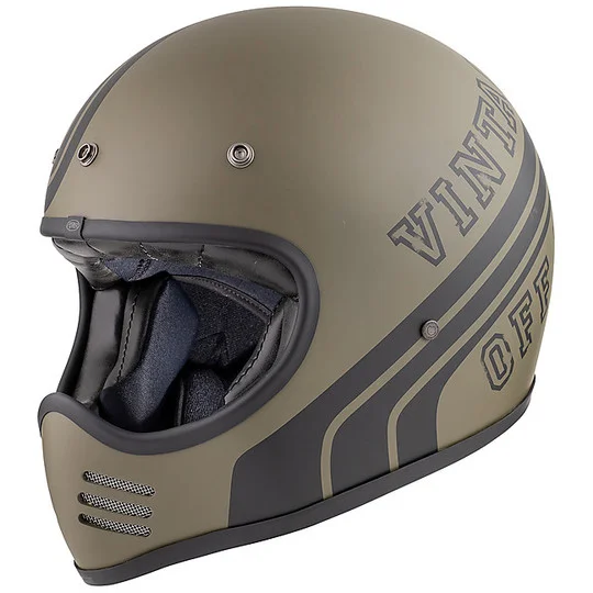 Bestseller Casco Moto Integrale Vintage Premier MX BTR Military Green BM Opaco