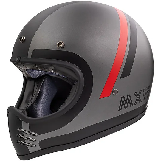 Casco Moto Integrale Vintage Premier MX DO17 BM Grigio Opaco Pagamento Sicuro
