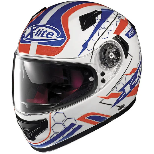 Casco Moto Integrale X-Lite X-661 HoneyComb N-Com 040 Metal White Bianco Rosso Blu Spedizione Espresso