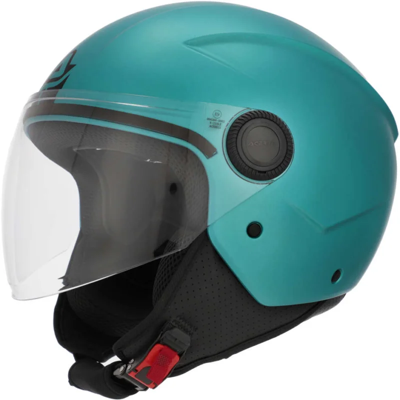 Esclusivo Casco Moto Jet Acerbis Con Visiera Brezza Metallic Turchese