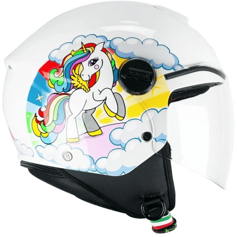 Offerta Casco Moto Jet Bambino CGM261D MINI DREAMS Bianco Fucsia Celeste