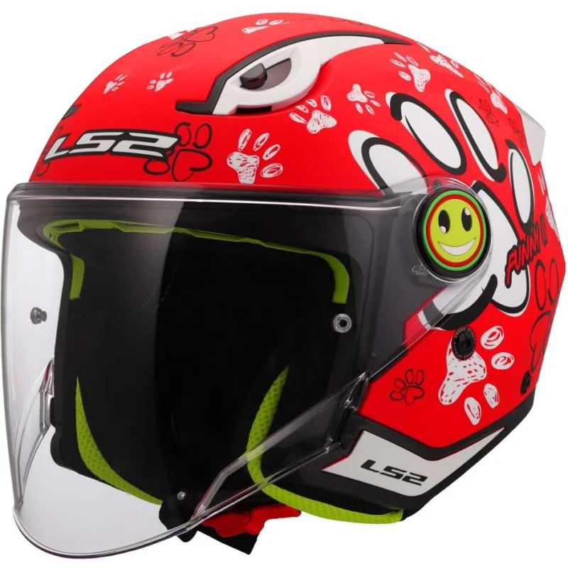 Casco Moto Jet Bambino LS2 OF622 FUNNY II PAWS Rosso Bestseller
