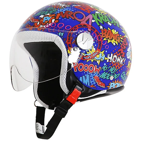 Casco moto Jet Bambino Rodeo Drive RD109 Kids Multi Splash Blu Offerta Speciale