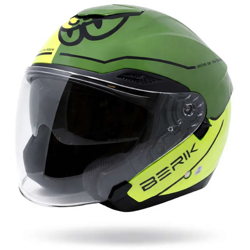 Casco Moto Jet Berik Doppia Visiera OF669 Bipolar Giallo Fluo Verde Acquista Ora