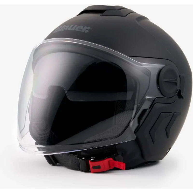 Offerta Del Giorno Casco Moto jet Blauer Doppia Visiera DJ-01 Mono Nero Opaco
