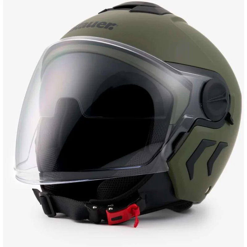 Reso Gratuito Casco Moto jet Blauer Doppia Visiera DJ-01 Mono Verde Opaco