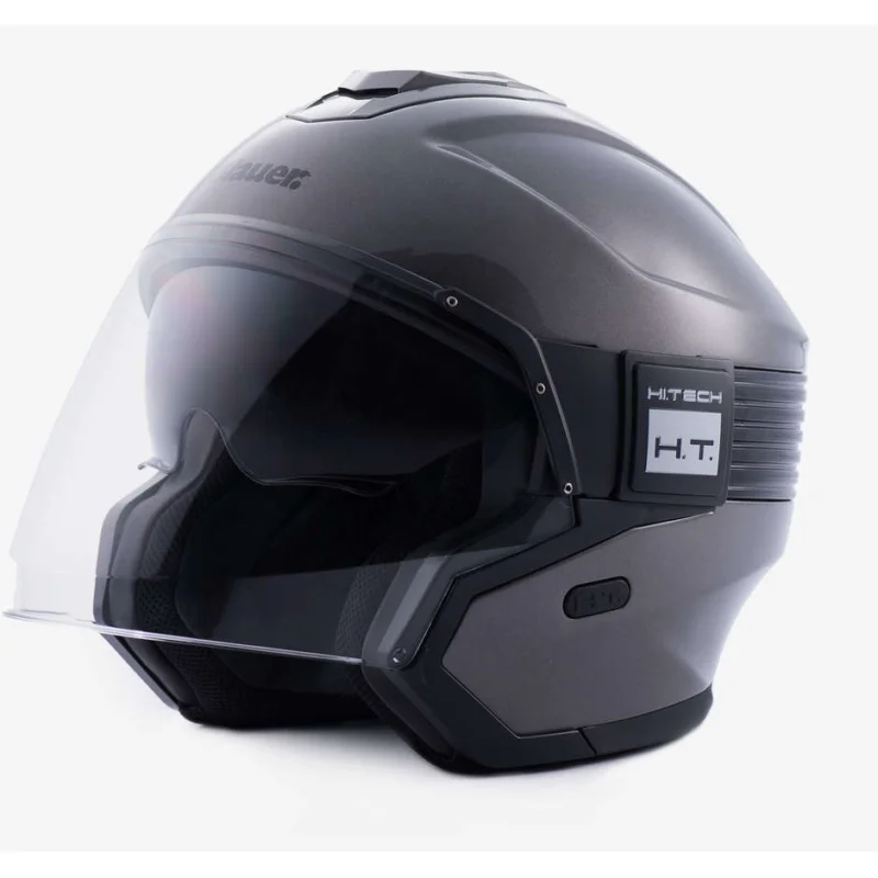 Casco moto Jet Blauer in fibra HACKER BTR Antracite Opaco Nero Ultima Occasione