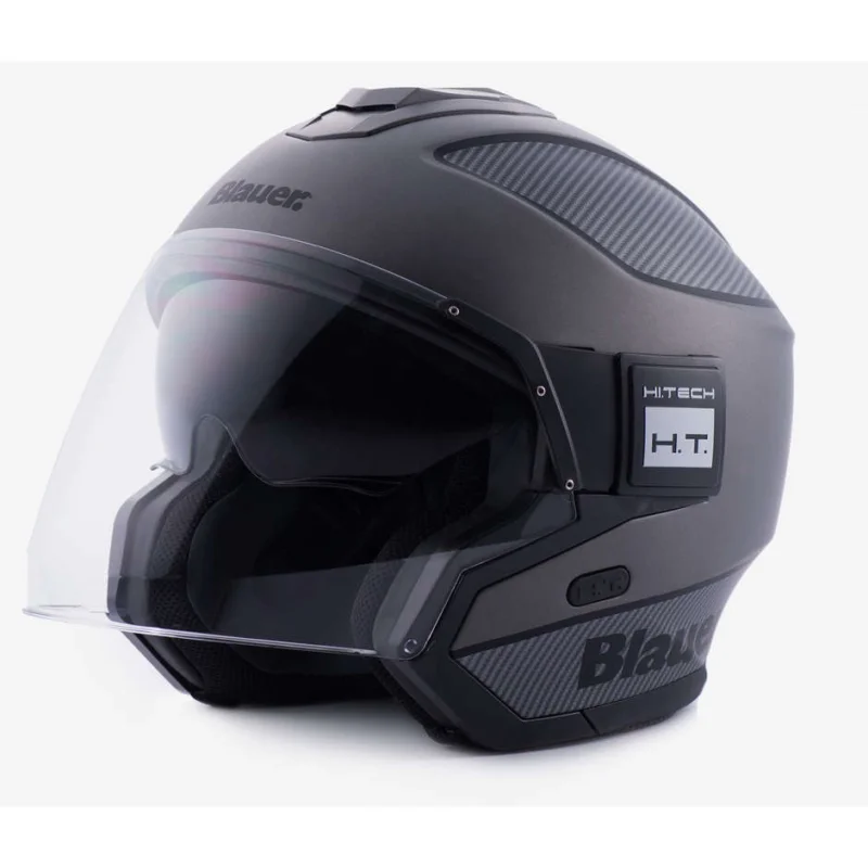 Vendita Finale Casco moto Jet Blauer In Fibra SOLO BTR Antracite Opaco