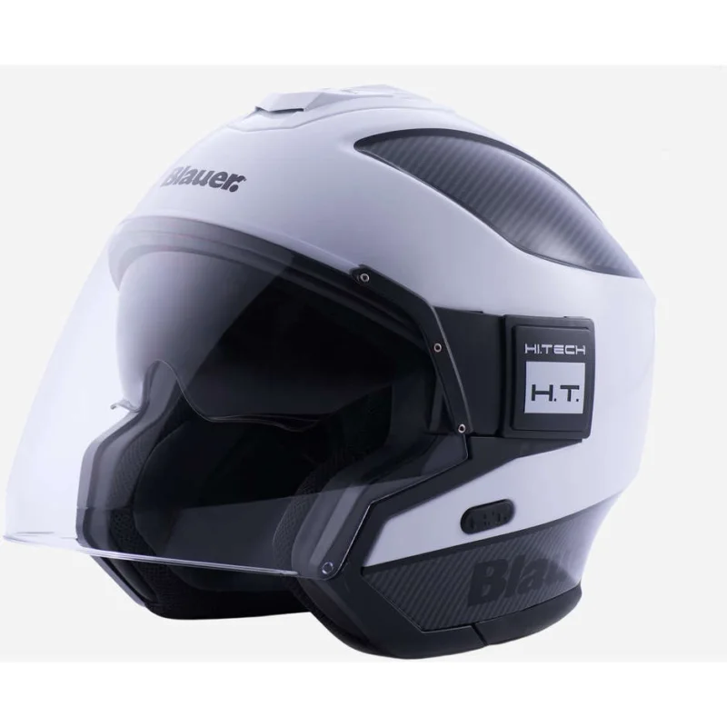 Esclusivo Casco moto Jet Blauer In Fibra SOLO BTR Bianco Grigio