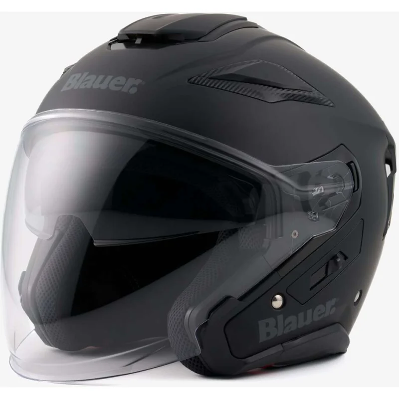 Pagamento Sicuro Casco Moto Jet Blauer JJ01 Doppia Visiera Mono Nero Opaco