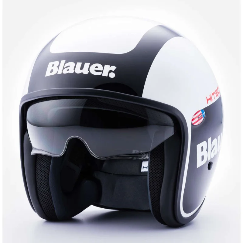 Casco Moto Jet Blauer Pilot 1.1 HT In Fibra Grafica G Bianco Opaco Nero Vendita Finale