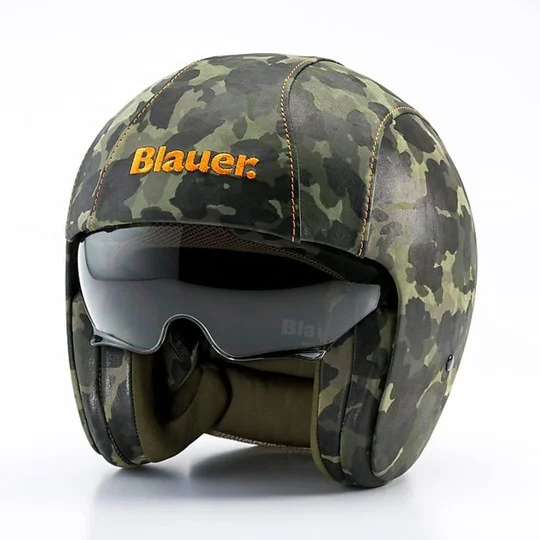 Casco Moto Jet Blauer Pilot 1.1 HT In Pelle Camouflage Novità