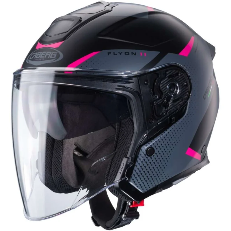 Casco Moto Jet Caberg FLYON II BOSS Nero Opaco Grigio Rosa Prezzo Conveniente