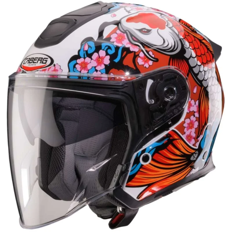 Nuova Collezione Casco Moto Jet Caberg FLYON II KOI Bianco Rosso Arancio Blu