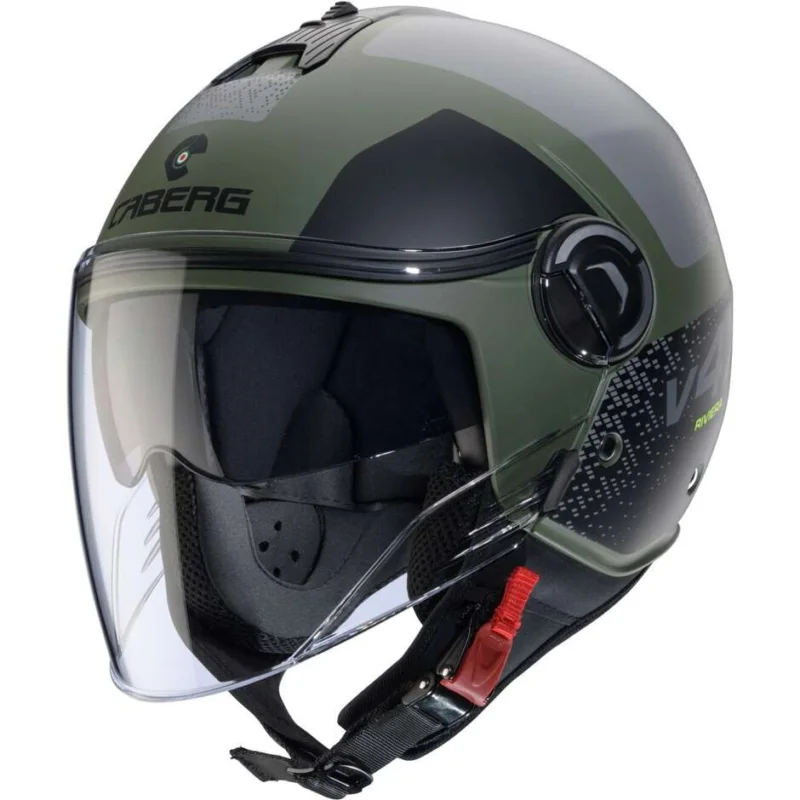 Spedito Oggi Casco Moto Jet Caberg RIVIERA V4X ALPHA Opaco MILITARY Verde Nero Grigio
