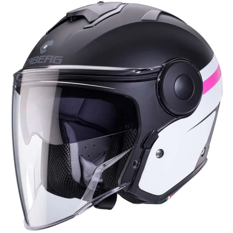 Ultime Pezzi Casco Moto Jet Caberg SOHO ZEPHYR Nero Opaco Bianco Fucsia
