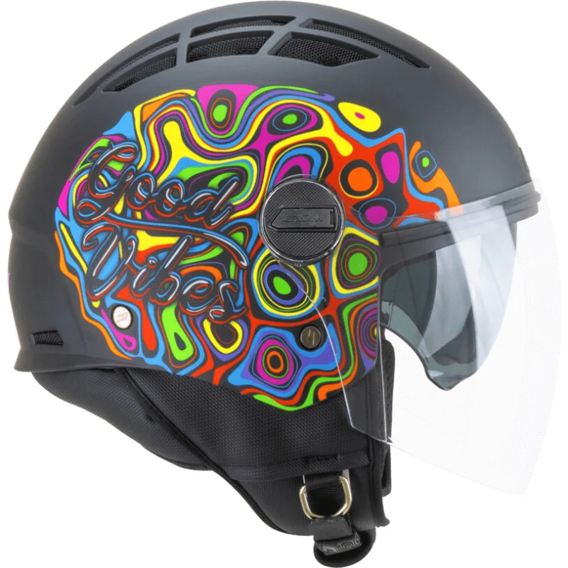 Casco Moto Jet CGM 116L AIR LUCY Nero Azzurro Verde opaco Offerta