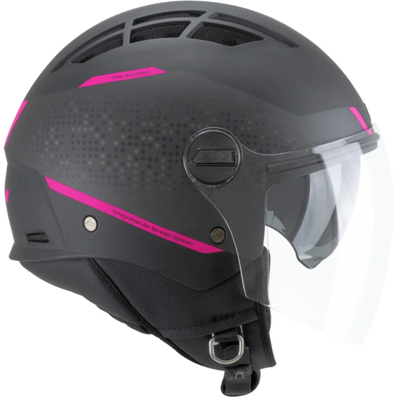 Casco Moto Jet CGM 116X AIR CITY Nero Fucsia fluo opaco Nuova Collezione