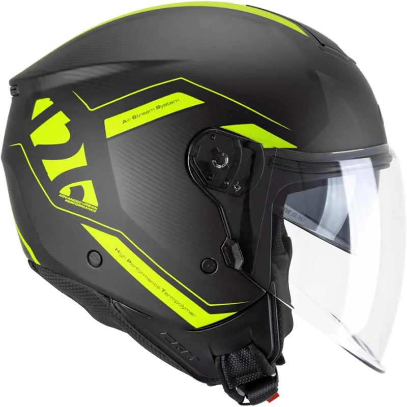 Sconto Casco Moto Jet CGM 126G IPE CITY Nero Giallo fluo opaco