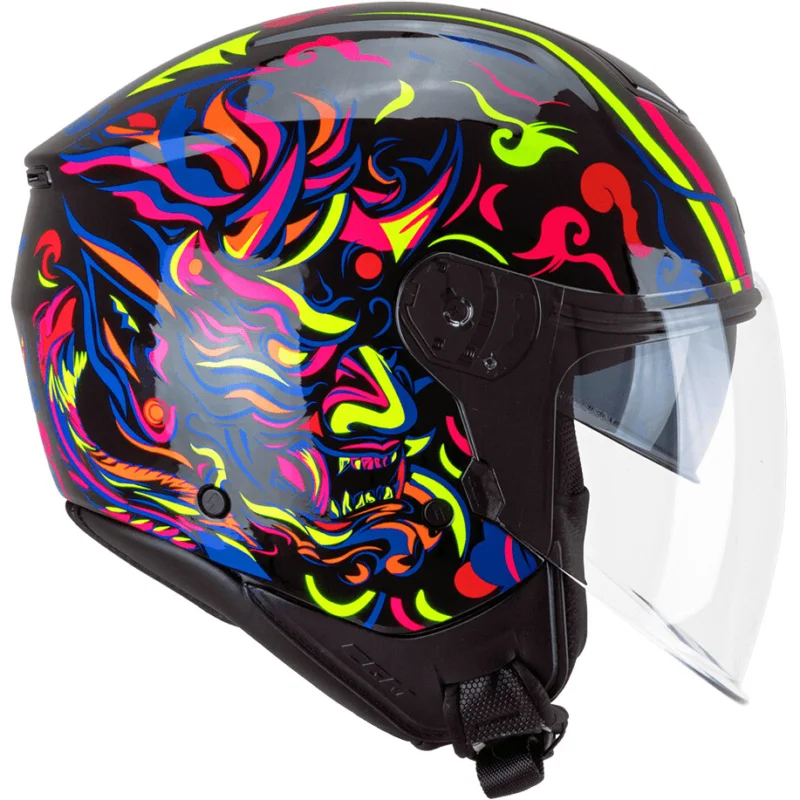 Casco Moto Jet CGM 126S IPE DEMON Nero Blu Rosso Giallo Economico