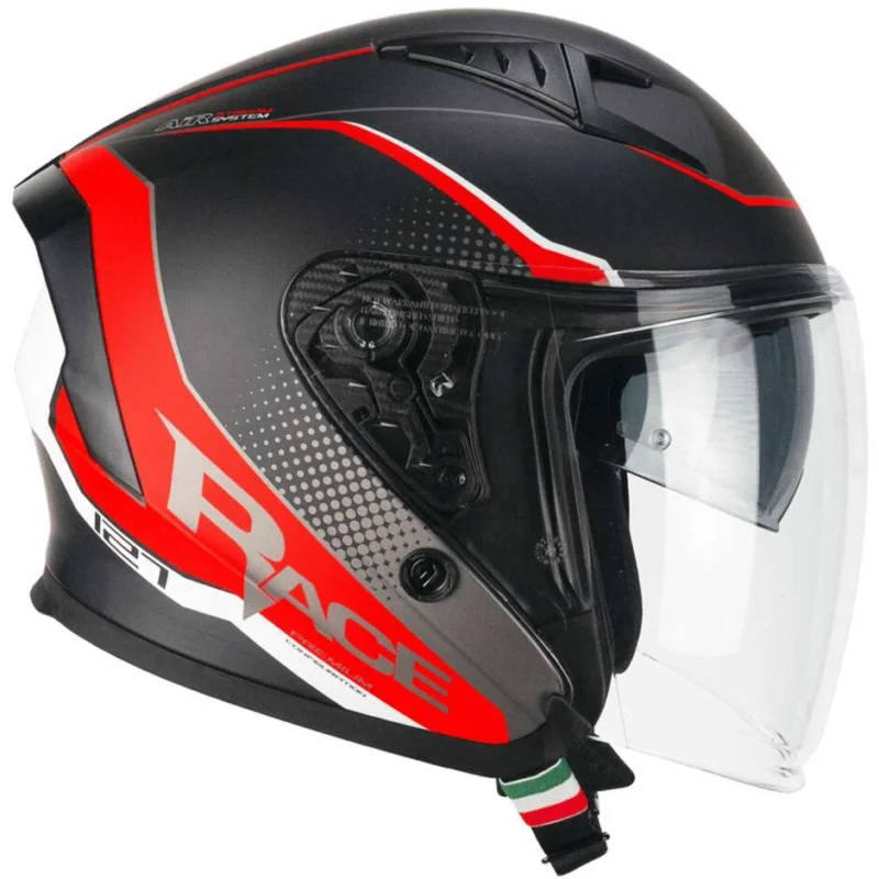 Casco Moto Jet CGM 127G DEEP RACE Grafite Rosso opaco Spedizione Espresso