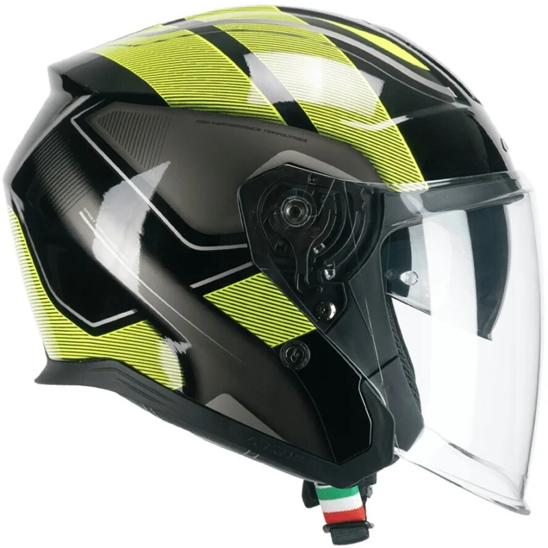 Casco Moto Jet CGM 136G RNA SPORT Nero Giallo fluo Esclusivo
