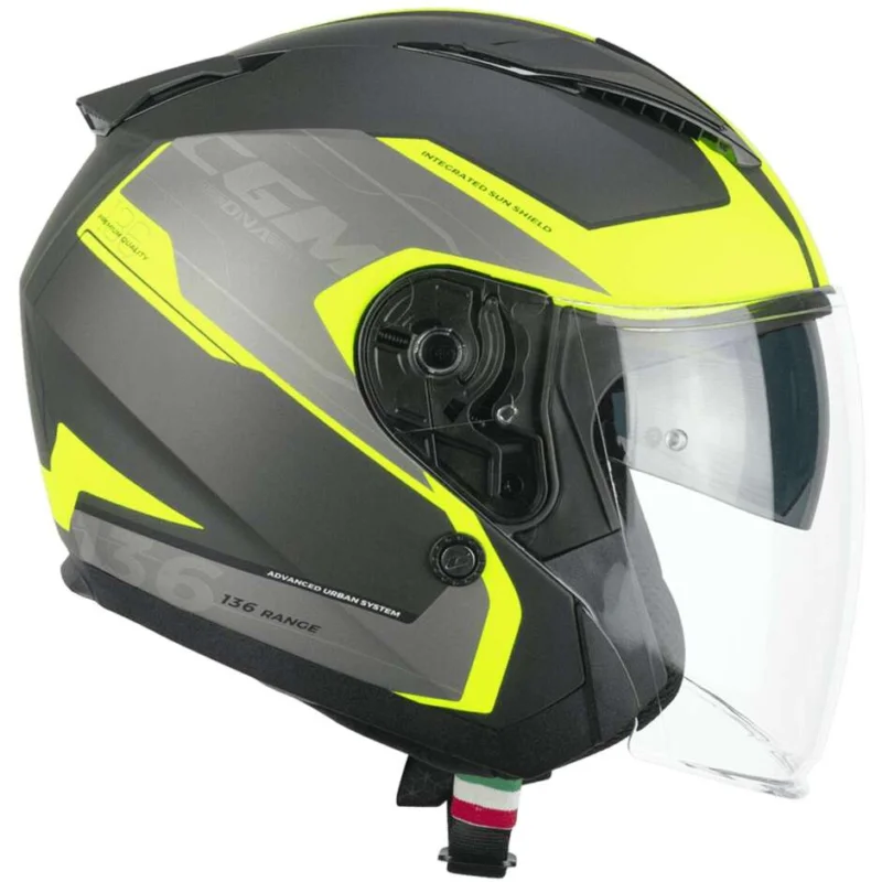Casco Moto Jet CGM 136S DNA APACHE Grafite Giallo fluo opaco Prezzo Conveniente