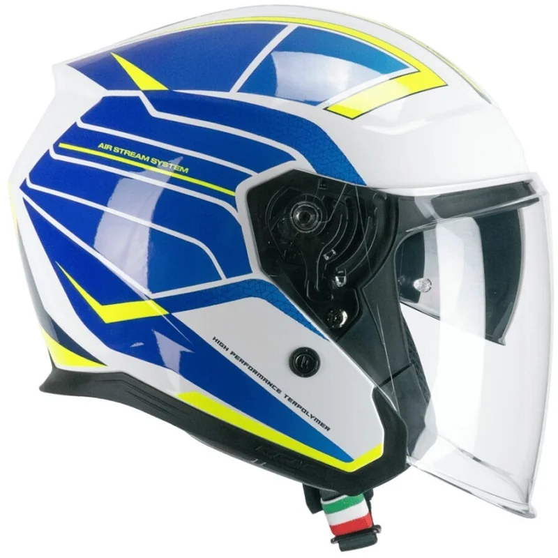 Promo Stagionale Casco Moto Jet CGM 136S RNA RACE Blu Giallo fluo