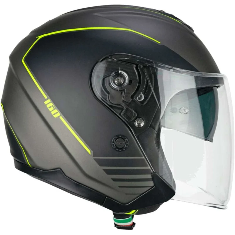 Casco Moto Jet CGM 160G JAD RIDE Grafite Giallo fluo opaco Di Tendenza
