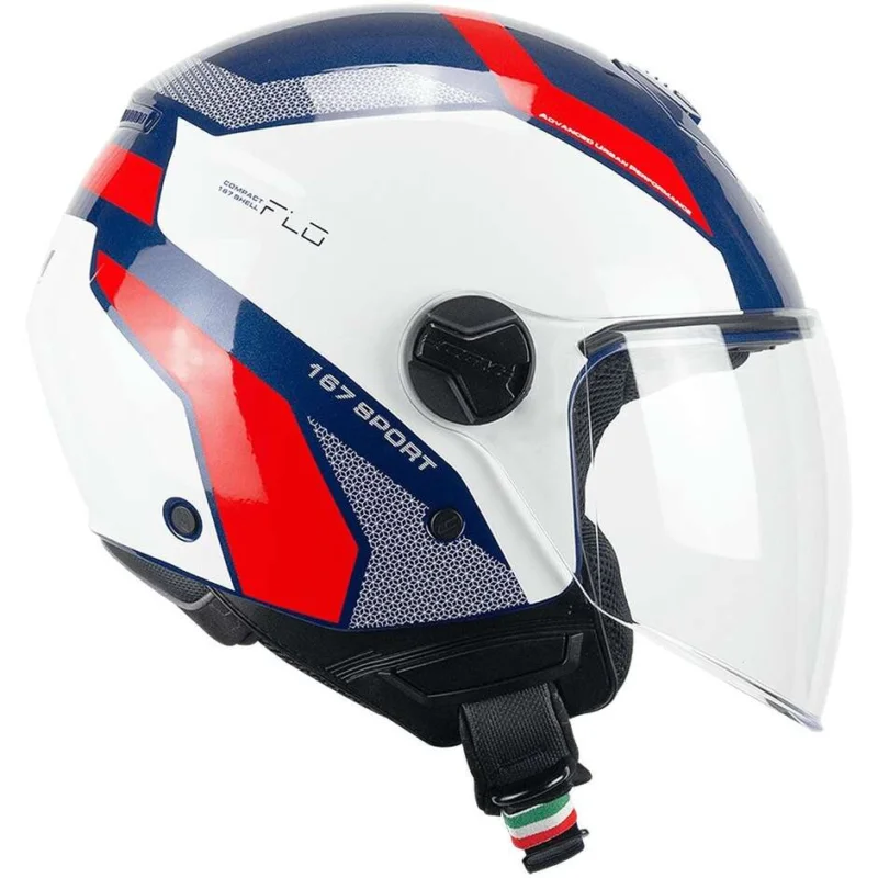 Solo Oggi Casco Moto Jet CGM 167D FLO SPORT Blu Bianco Rosso lunga