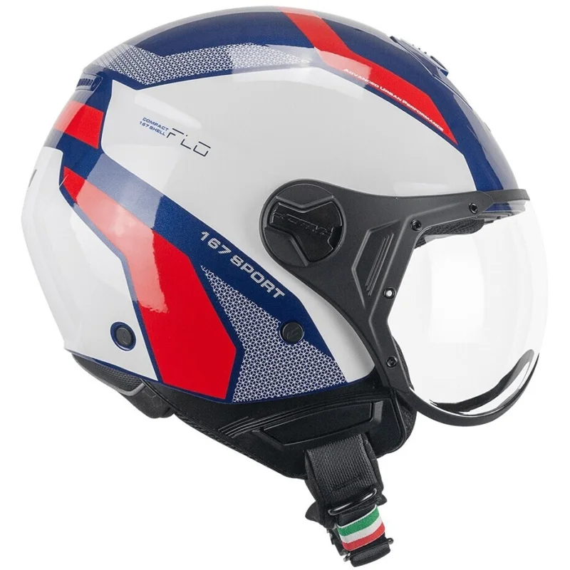 Casco Moto Jet CGM 167D FLO SPORT Blu Bianco Rosso Sagomata Bestseller