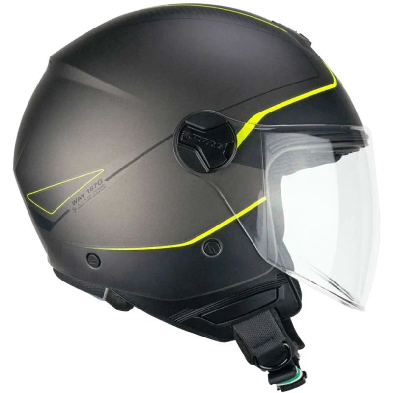 Must-Have Casco Moto Jet CGM 167G FLO WAY Antracite Giallo - Visiera Lunga