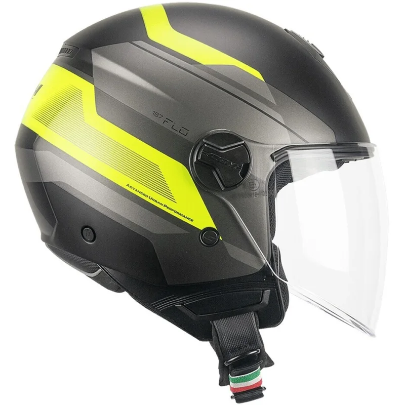 Casco moto Jet CGM 167K FLO CITY Nero Giallo fluo opaco lunga Occasione