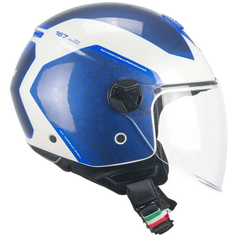 Spedizione Espresso Casco Moto Jet CGM 167L FLO BICO Bianco Blu lunga