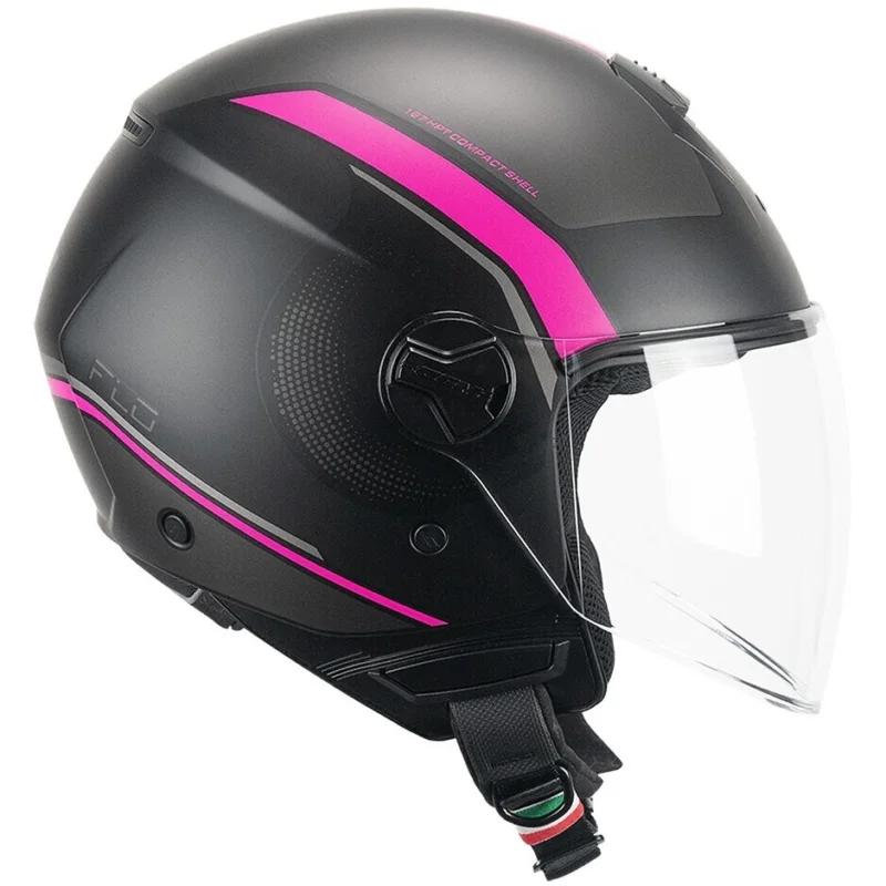 Prezzo Basso Casco Moto Jet CGM 167M FLO DOT Nero Fucsia fluo opaco lunga