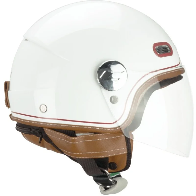 Consegna Rapida Casco Moto Jet CGM 191V PIX VINTAGE Bianco Bordeaux lunga
