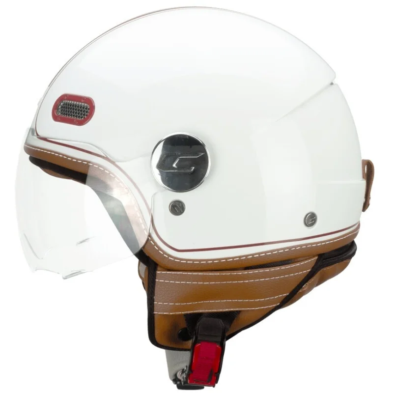 Spedito Oggi Casco Moto Jet CGM 191V PIX VINTAGE Bianco Bordeaux sagomata