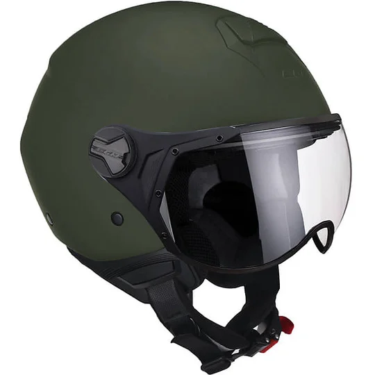 Casco Moto Jet CGM Modello 107a FLORENCE MONO Visiera Sagomata Verde Opaco Economico
