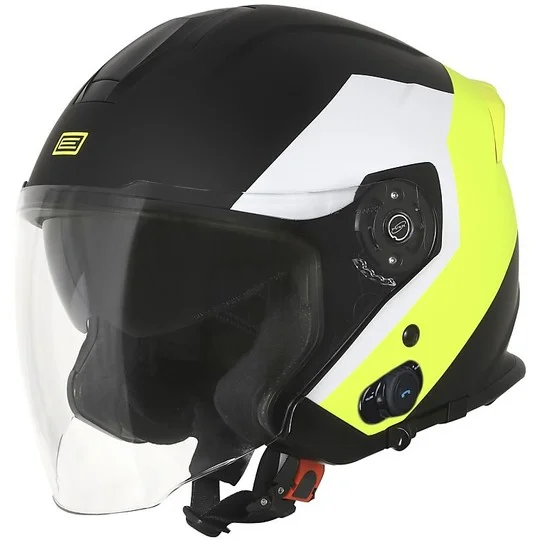 Casco Moto Jet con Bluetooth IntegratoOrigine PALIO 2.0 BT EKO Nero Giallo Fluo Opaco Ultime Pezzi